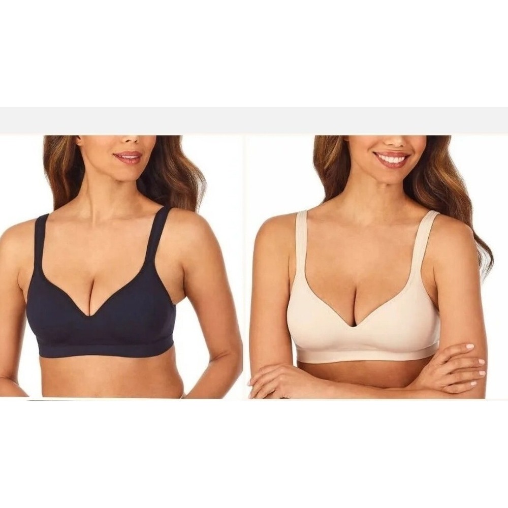 New Women Carole Hochman Seamless Comfort Bra 2 Pack Black and Nude size S - Picture 2 of 9